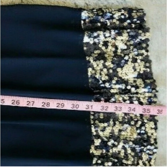 SL Fashions Flattering Blue Sequins-Chiffon Navy Blue Dress Bare Shoulders  8 - Picture 5 of 12